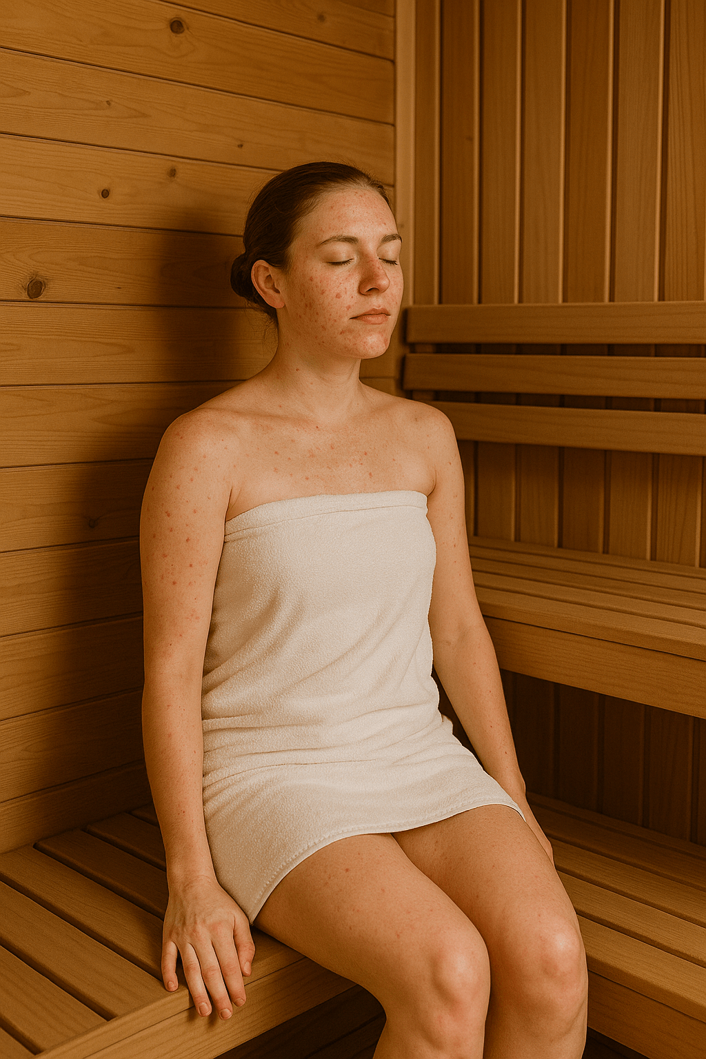 woman-inside-sauna=with-few-acne