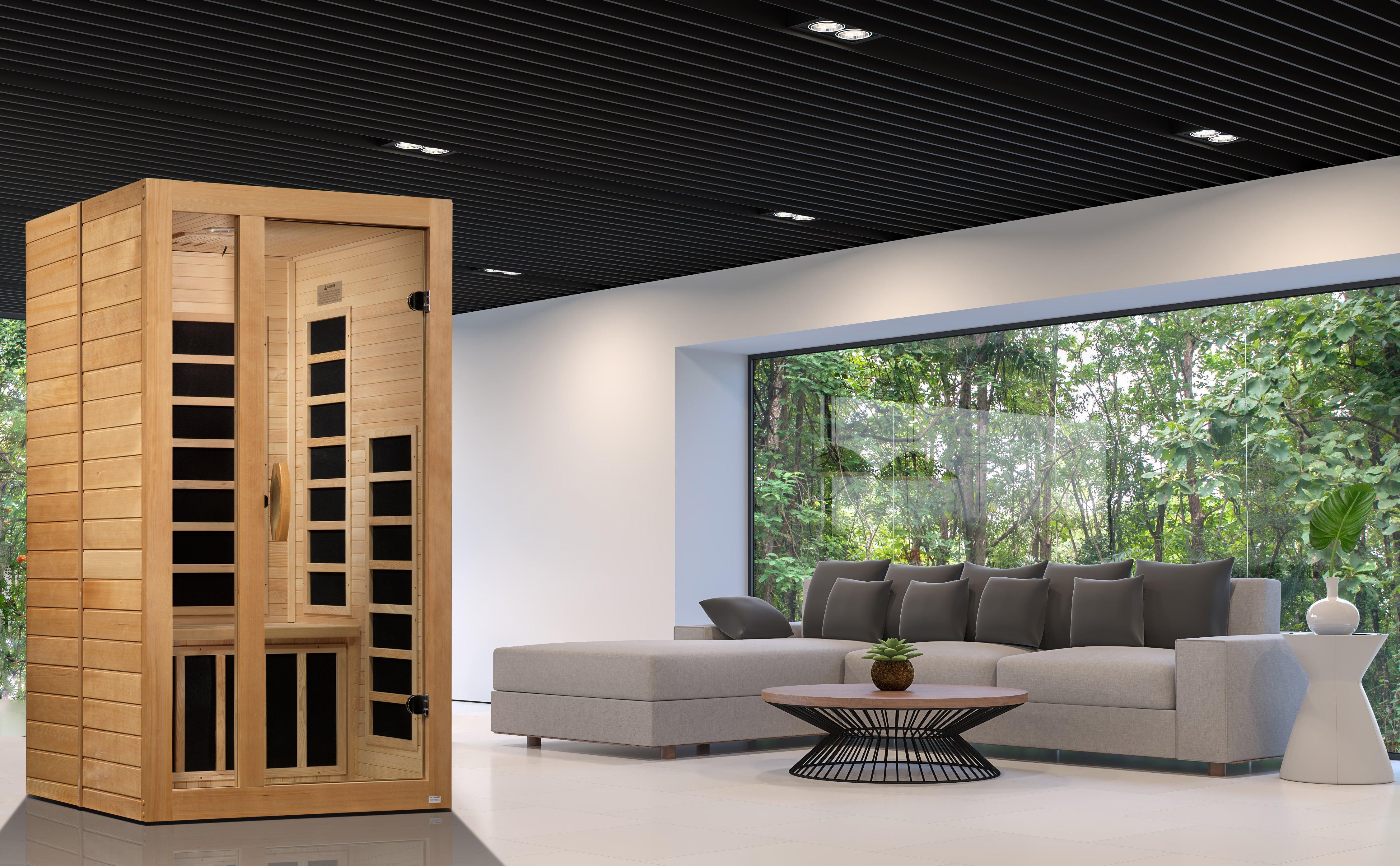 Dynamic Gracia 1-2 Person Low EMF Infrared Sauna Hemlock Wood, Bluetooth, Chromotherapy