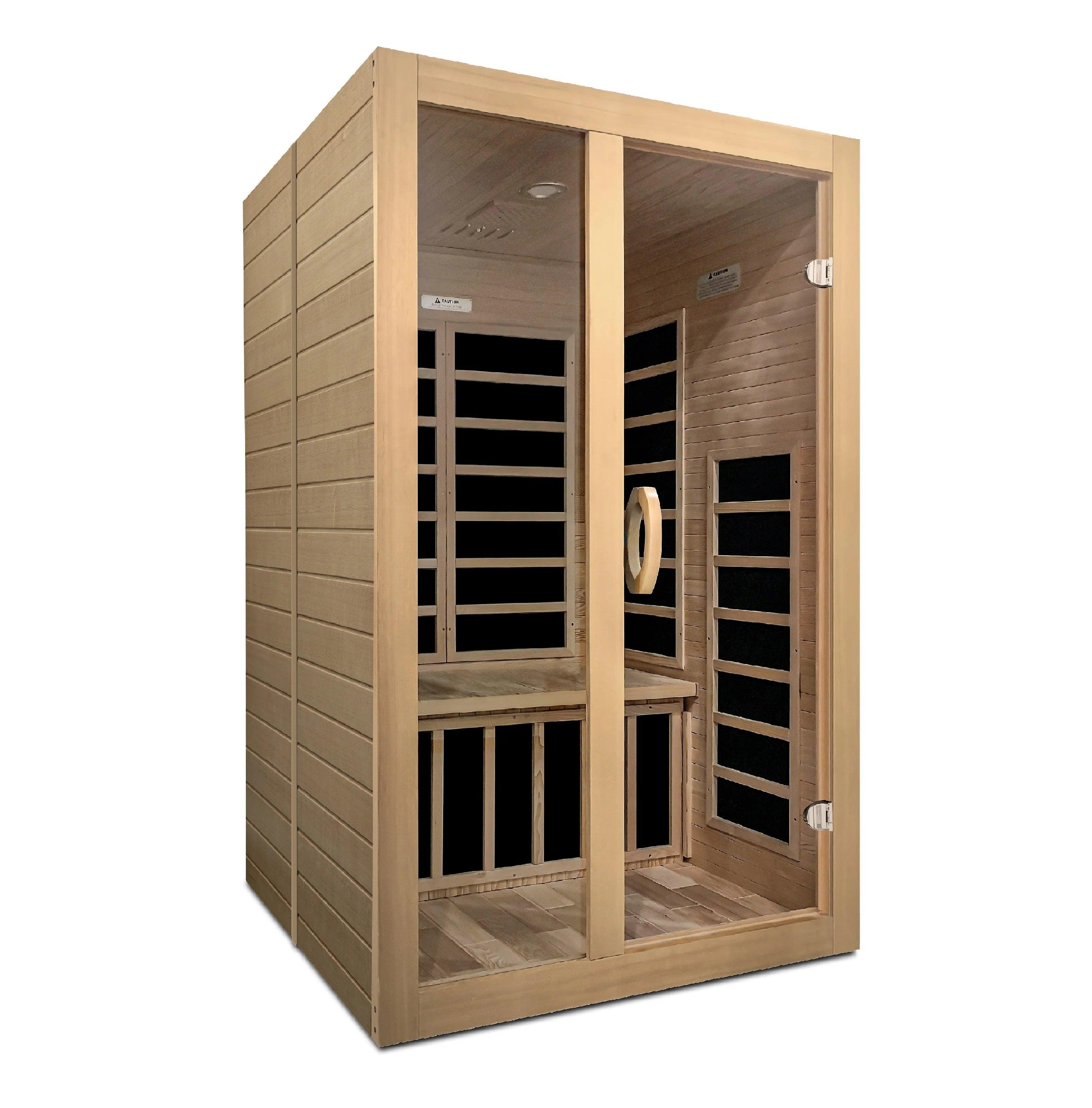 Dynamic Saunas Santiago – 2 Person Indoor Infrared Sauna – Hemlock, Bluetooth, Chromotherapy