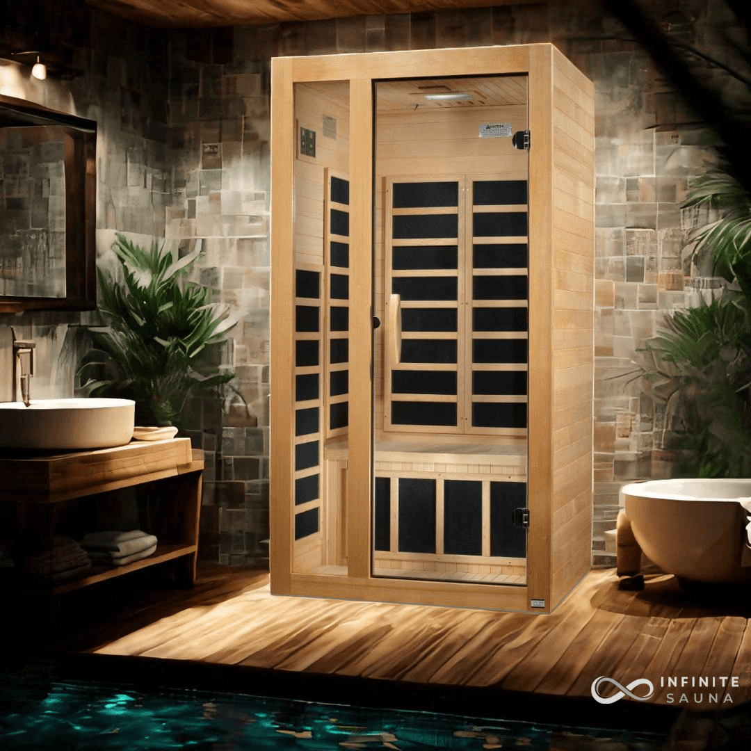 Dynamic Gracia 1-2 Person Low EMF Infrared Sauna Hemlock Wood, Bluetooth, Chromotherapy