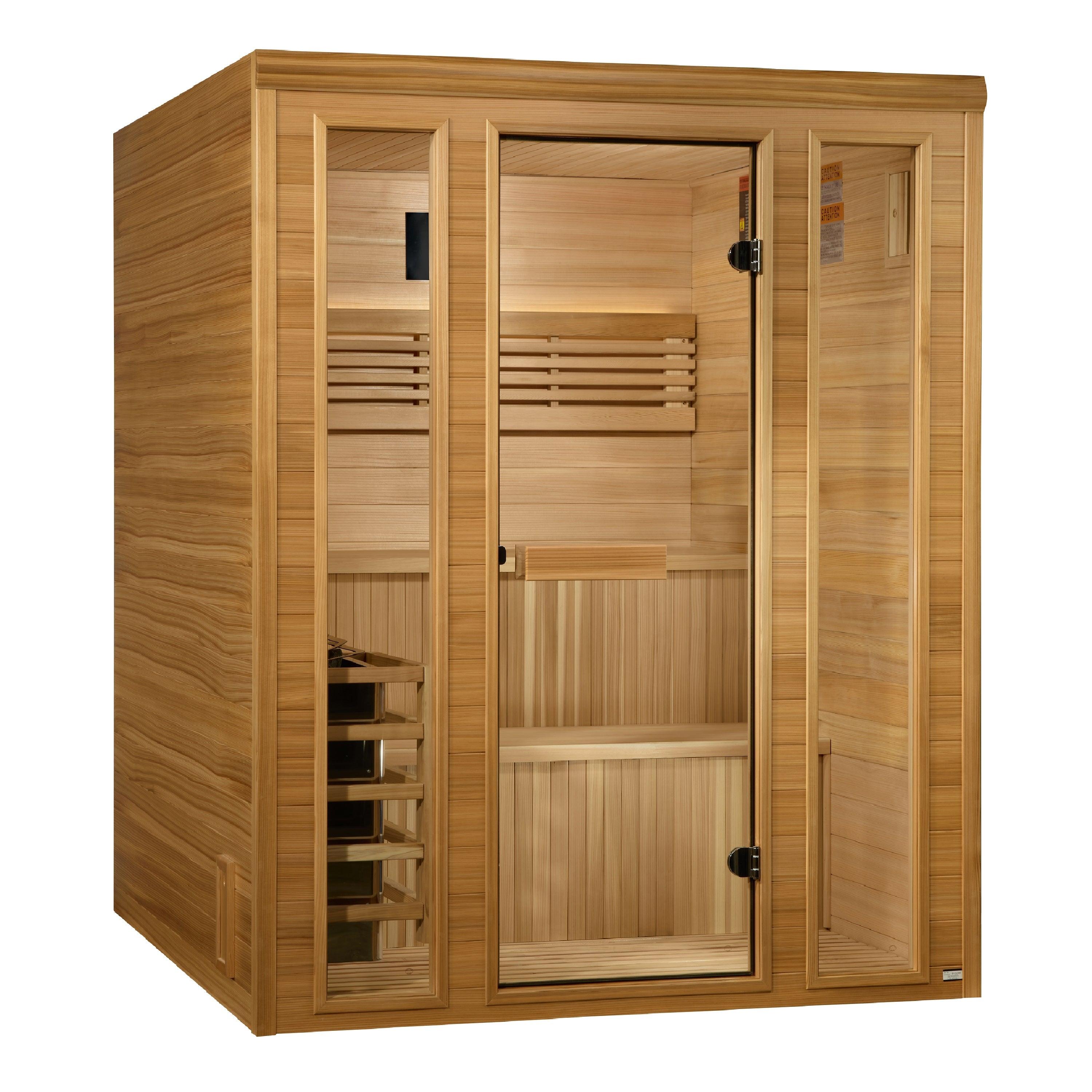 Golden Designs Engelberg 6 Person Traditional Steam Sauna with Chromotherapy Lighting