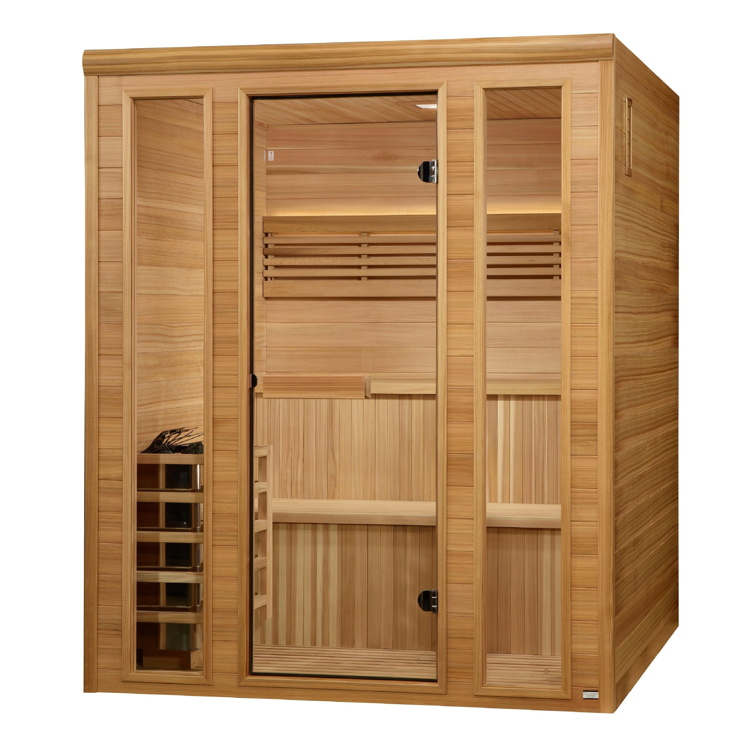 Golden Designs Engelberg 6 Person Traditional Steam Sauna with Chromotherapy Lighting