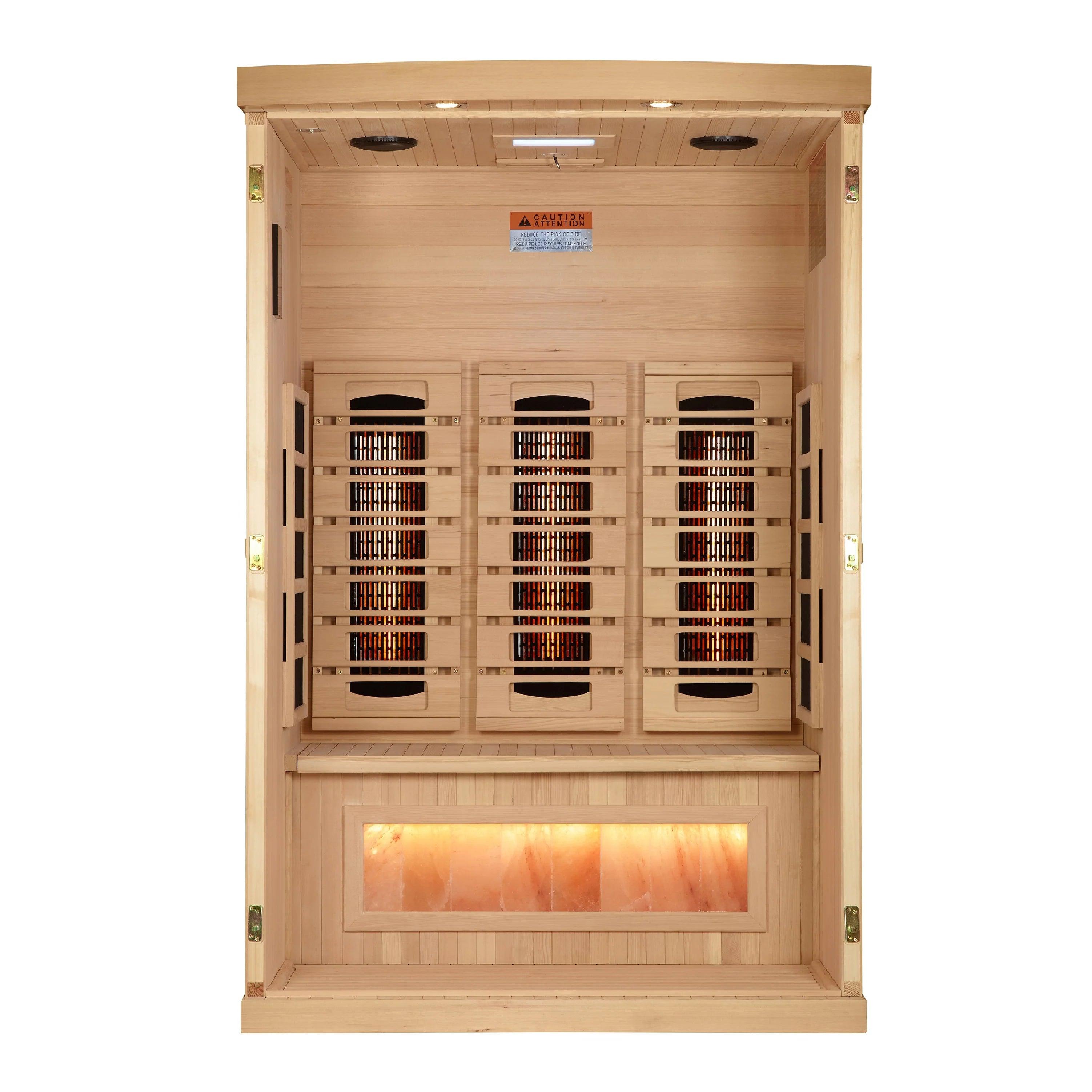 Golden Designs 2 Person Low EMF FAR Infrared Sauna with 7 Carbon Heating Panels