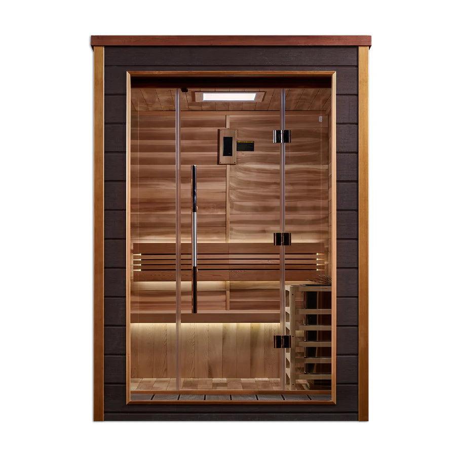 Golden Designs Narvik 2-Person Traditional Sauna with Harvia Stove & Chromotherapy