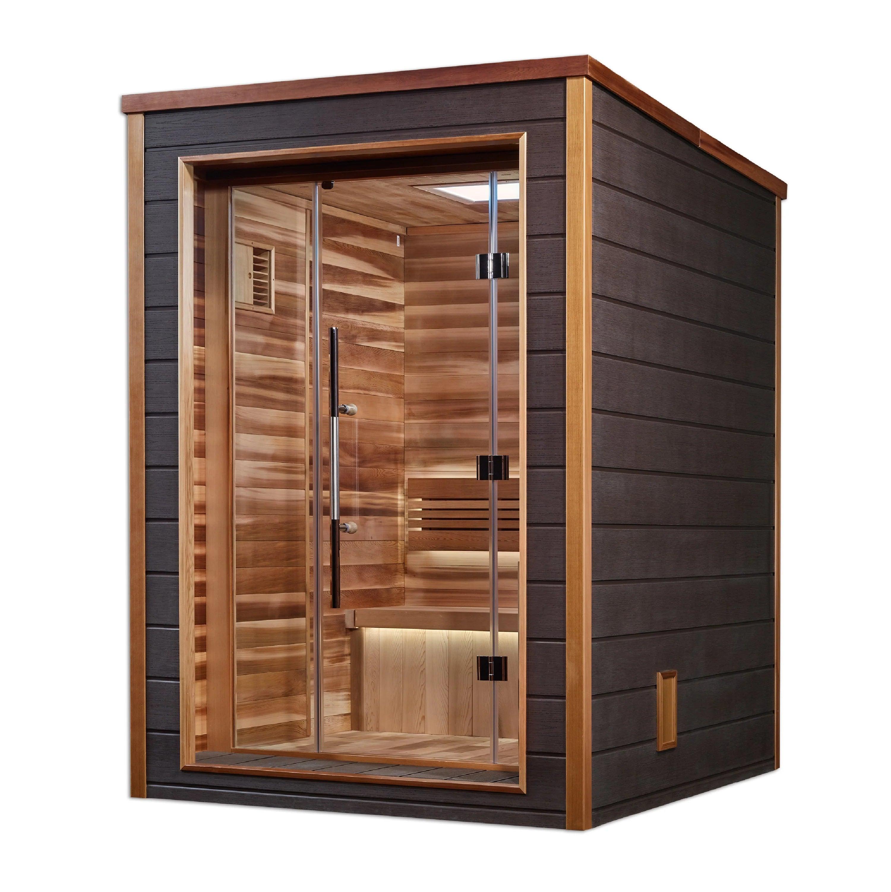 Golden Designs Narvik 2-Person Traditional Sauna with Harvia Stove & Chromotherapy