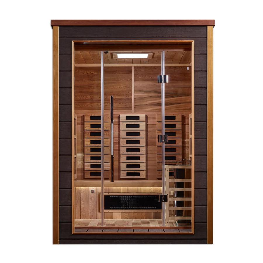 Golden Designs Nora 2 Person Hybrid Full Spectrum Sauna – Canadian Red Cedar, Bluetooth, Harvia Stove