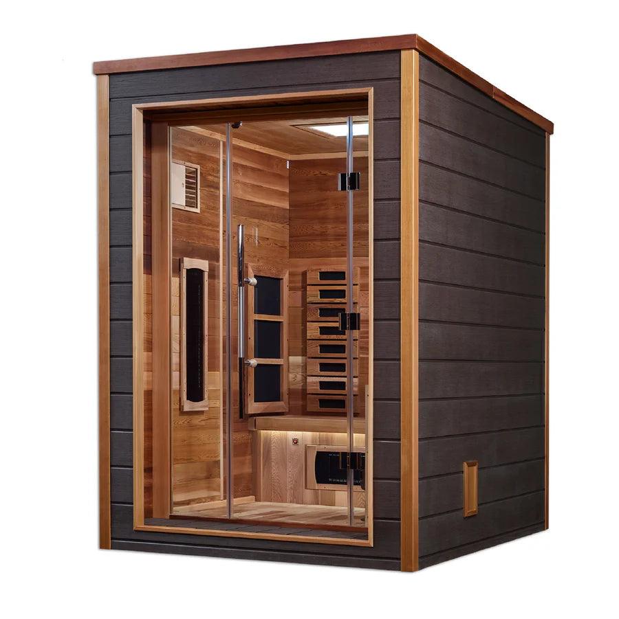 Golden Designs Nora 2 Person Hybrid Full Spectrum Sauna – Canadian Red Cedar, Bluetooth, Harvia Stove