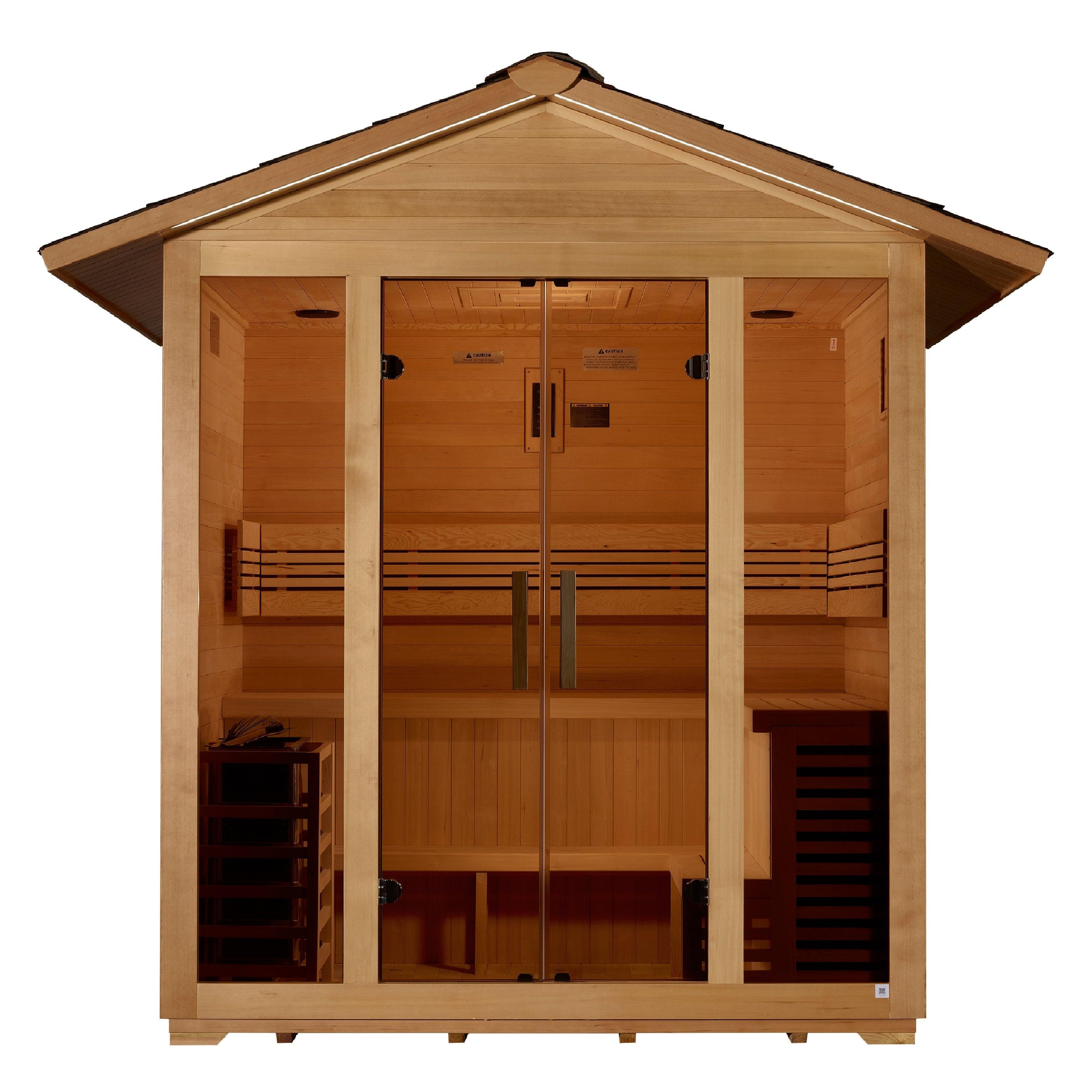 Golden Designs Vorarlberg 5 Person Traditional Outdoor Sauna with Chromotherapy Lighting