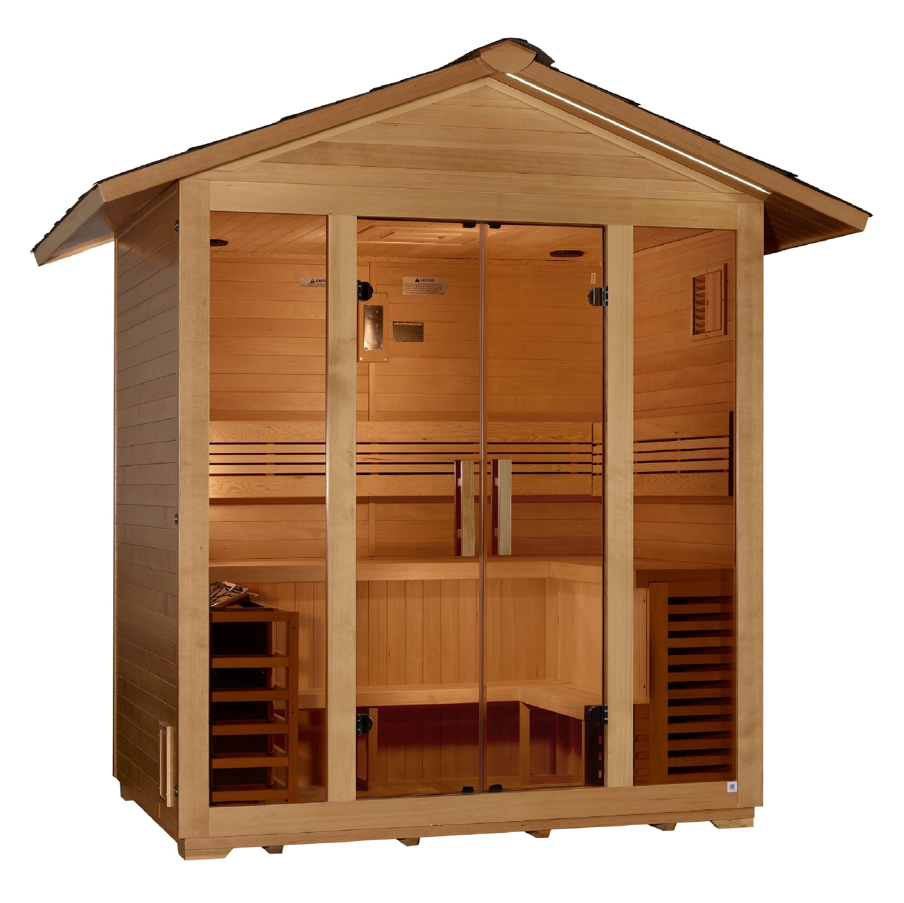 Golden Designs Vorarlberg 5 Person Traditional Outdoor Sauna with Chromotherapy Lighting