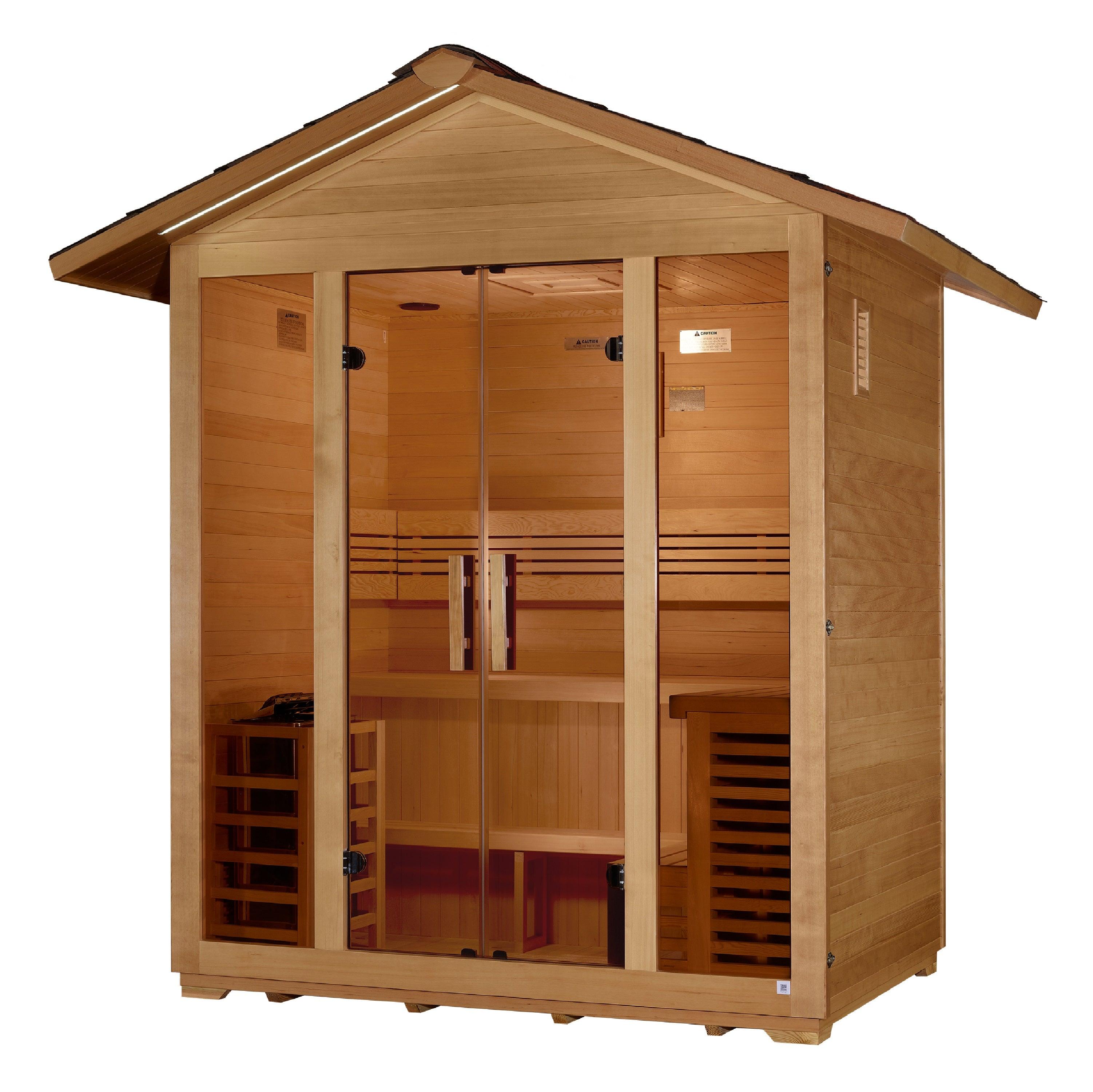 Golden Designs Vorarlberg 5 Person Traditional Outdoor Sauna with Chromotherapy Lighting