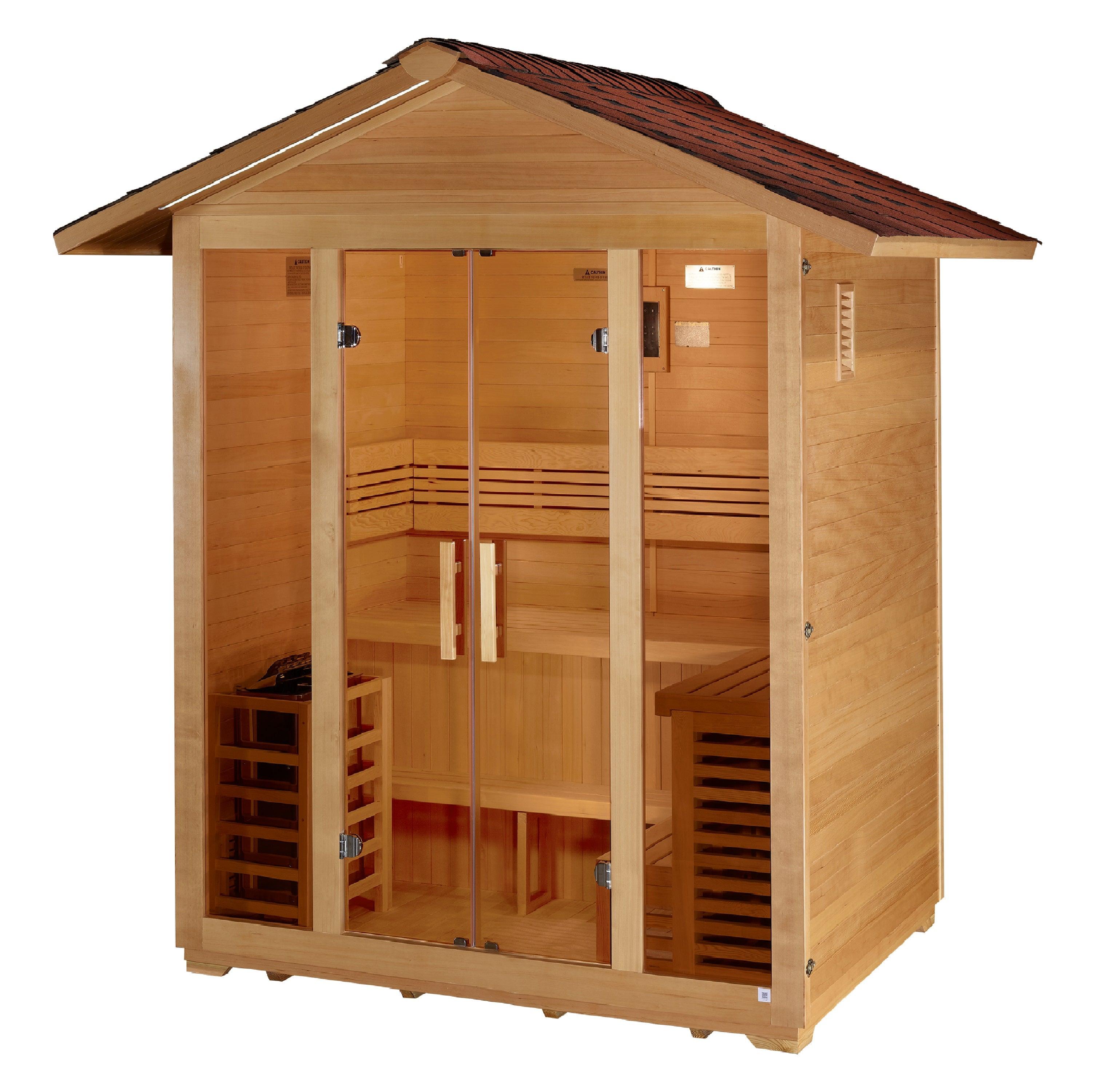 Golden Designs Vorarlberg 5 Person Traditional Outdoor Sauna with Chromotherapy Lighting