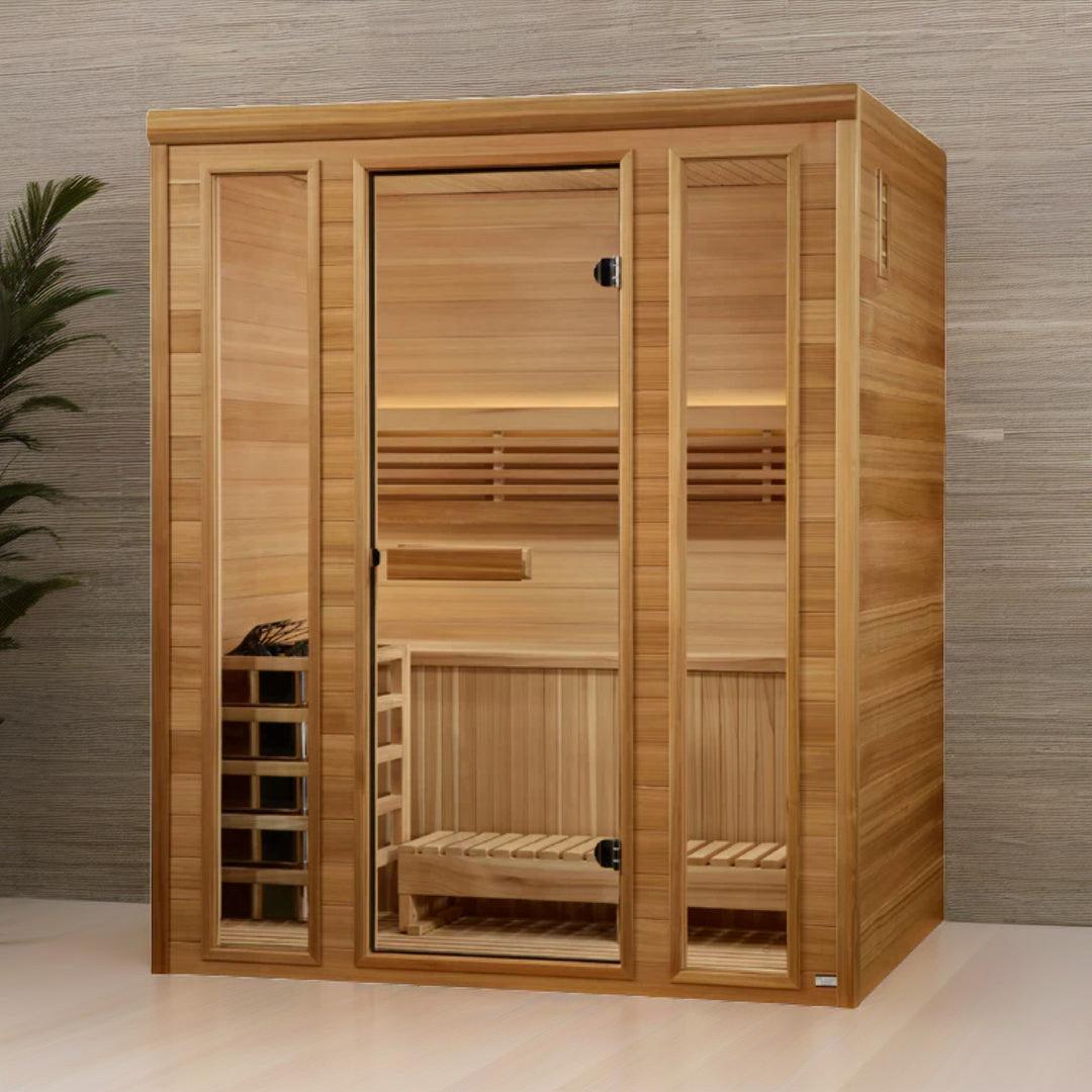 Golden Designs Andermatt 3 Person Traditional Steam Sauna with Chromotherapy Lighting