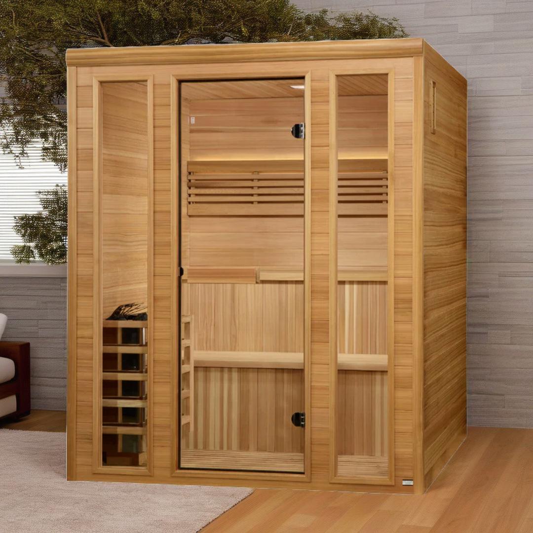 Golden Designs Engelberg 6 Person Traditional Steam Sauna with Chromotherapy Lighting