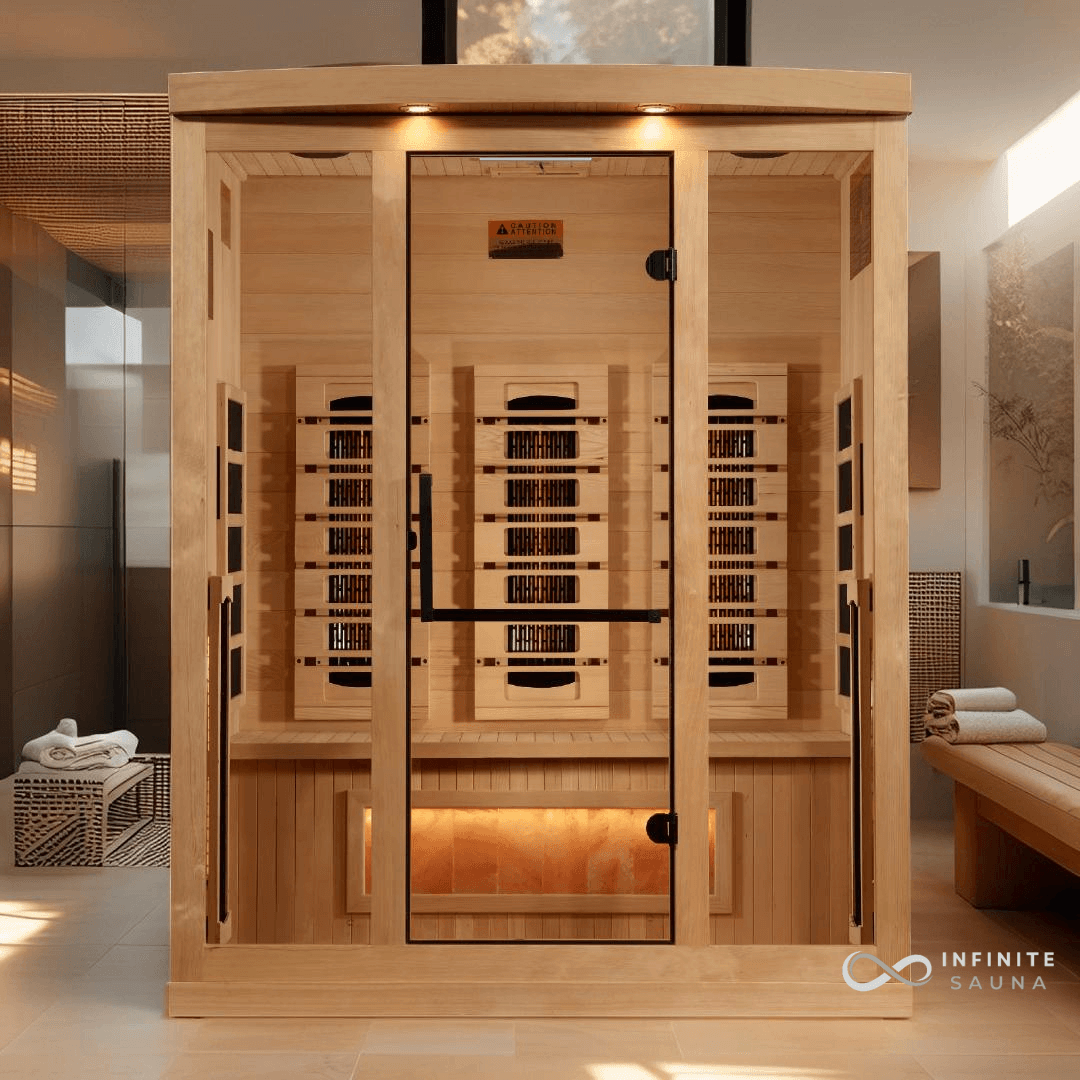 Golden Designs 2025 Reserve Edition 3 Person Indoor Full Spectrum Sauna – Canadian Hemlock, Himalayan Salt Bar, Bluetooth