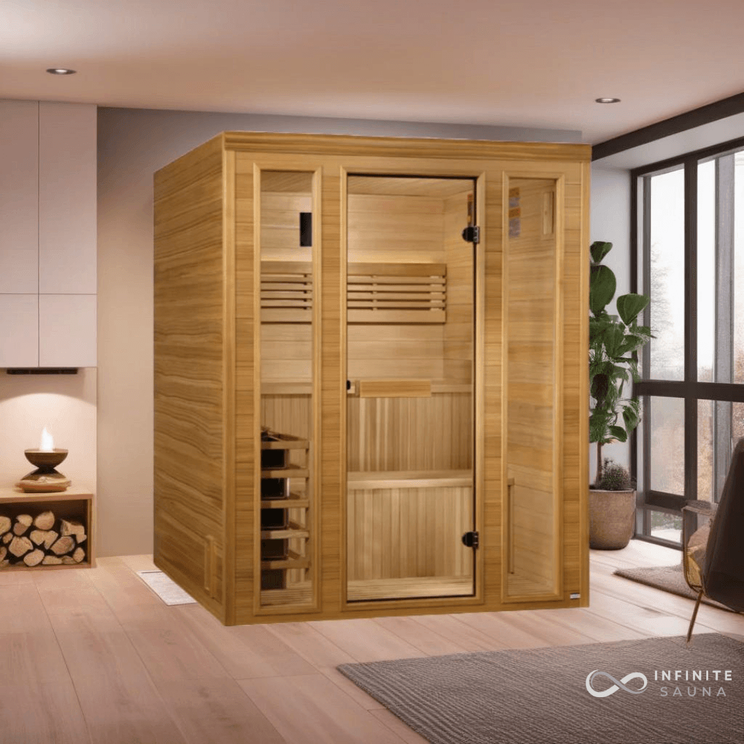 Golden Designs Engelberg 6 Person Traditional Steam Sauna with Chromotherapy Lighting