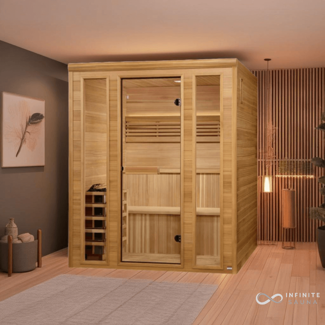 Golden Designs Engelberg 6 Person Traditional Steam Sauna with Chromotherapy Lighting