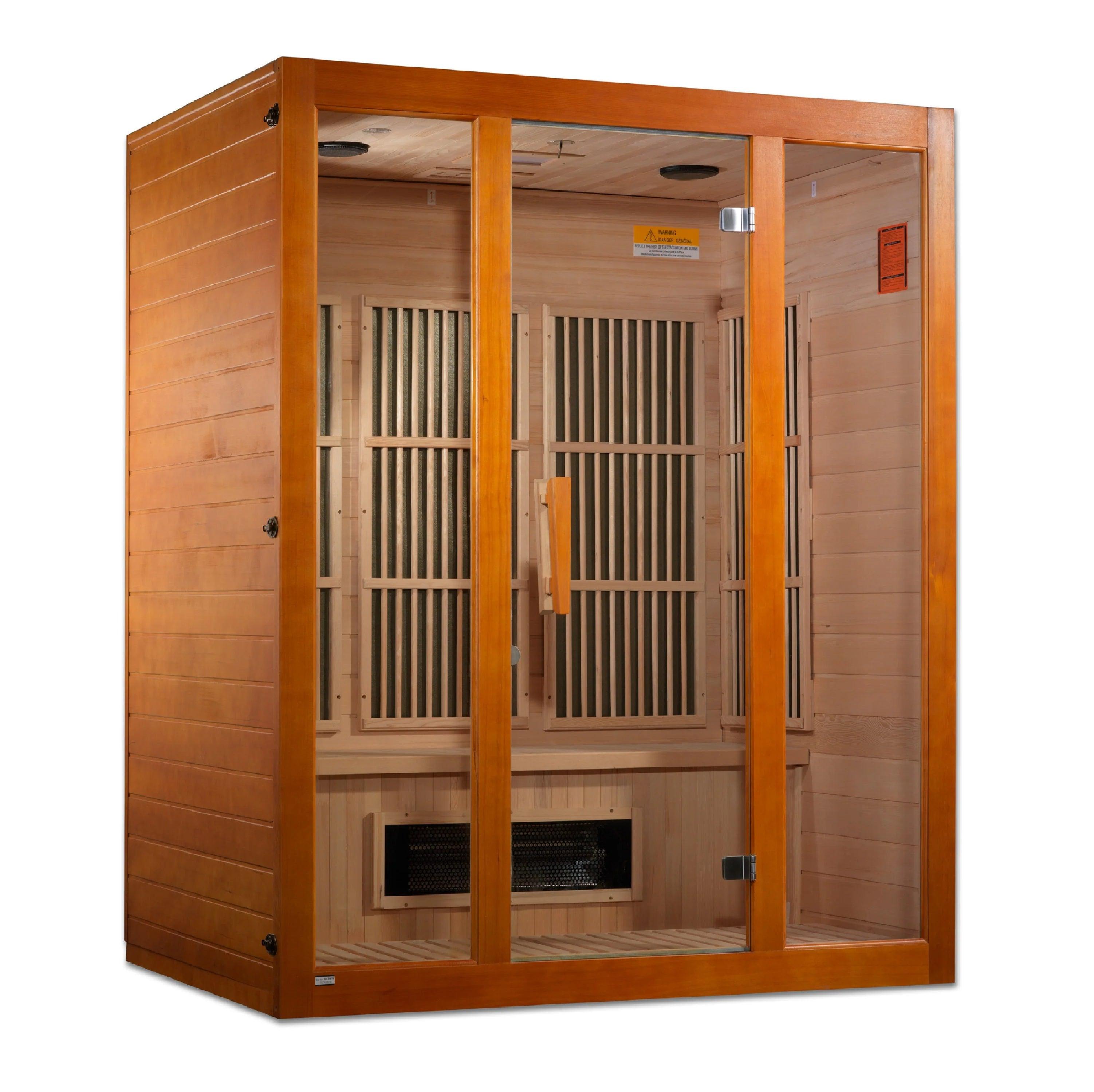 Maxxus "Alpine" Dual Technology 3-Person Low EMF FAR Infrared Sauna - Canadian Hemlock