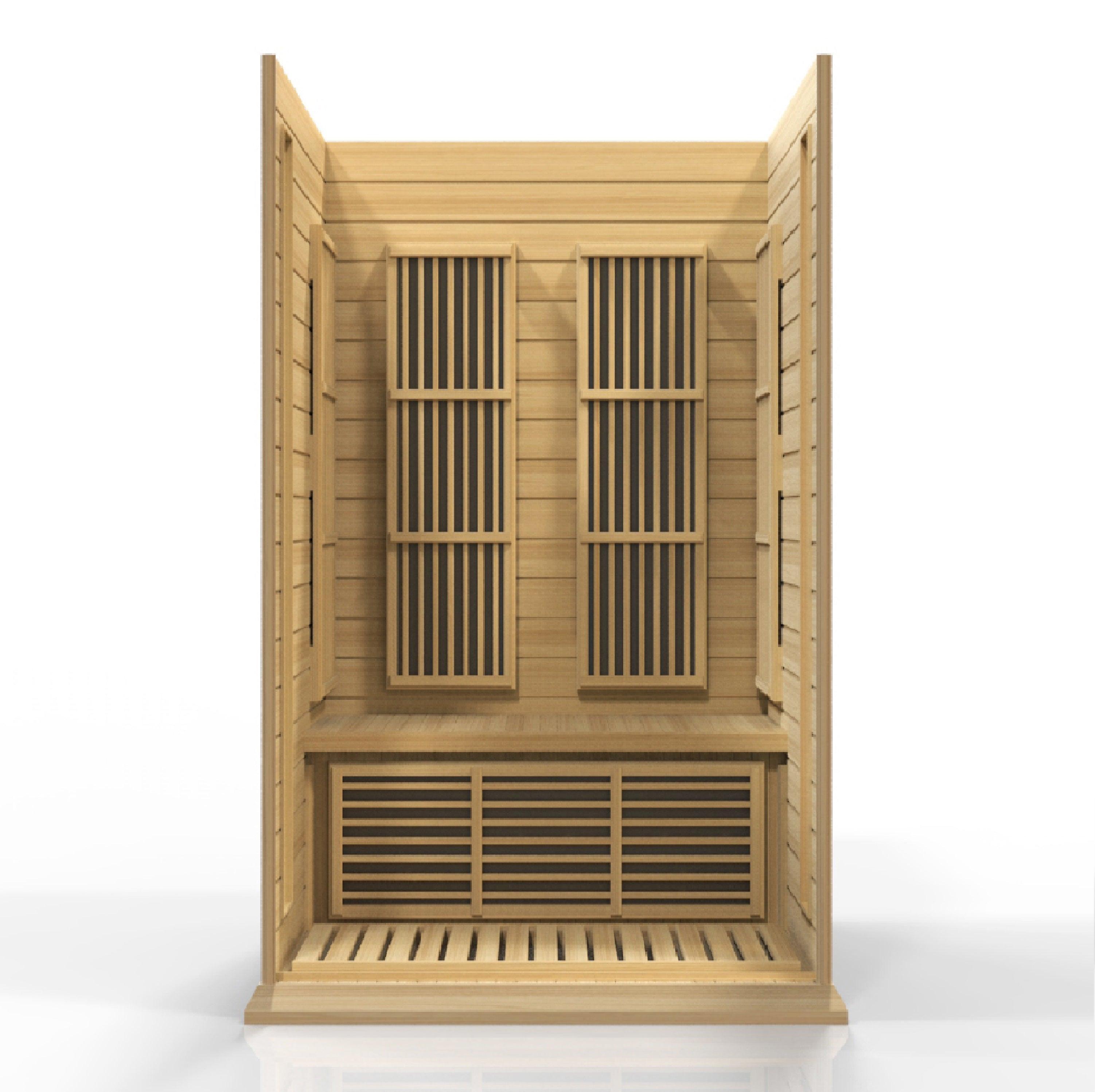 Maxxus Low EMF FAR Infrared Sauna – 2 Person Capacity, Canadian Hemlock Wood