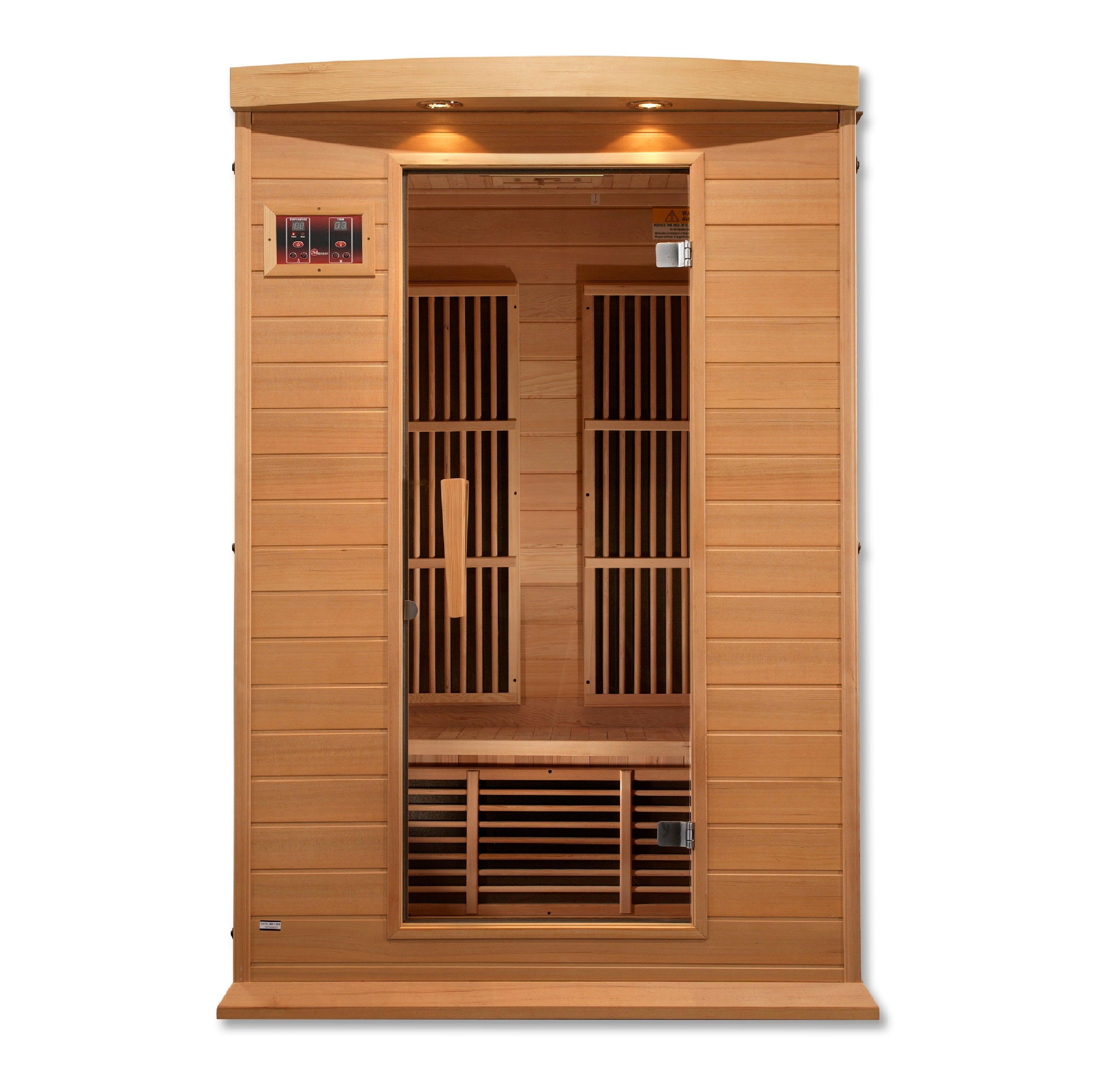 Maxxus Low EMF FAR Infrared Sauna – 2 Person Capacity, Canadian Hemlock Wood