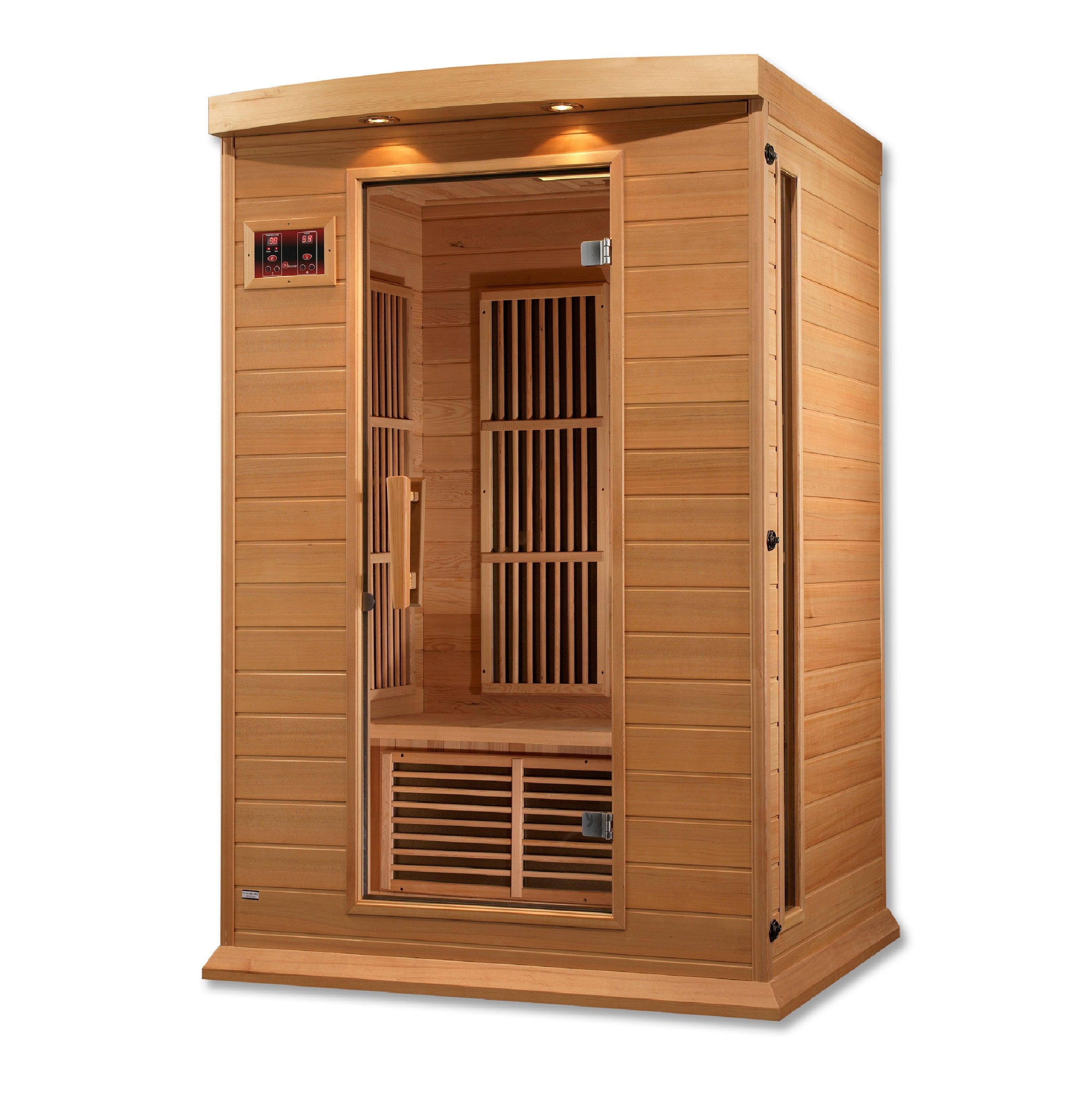 Maxxus Low EMF FAR Infrared Sauna – 2 Person Capacity, Canadian Hemlock Wood