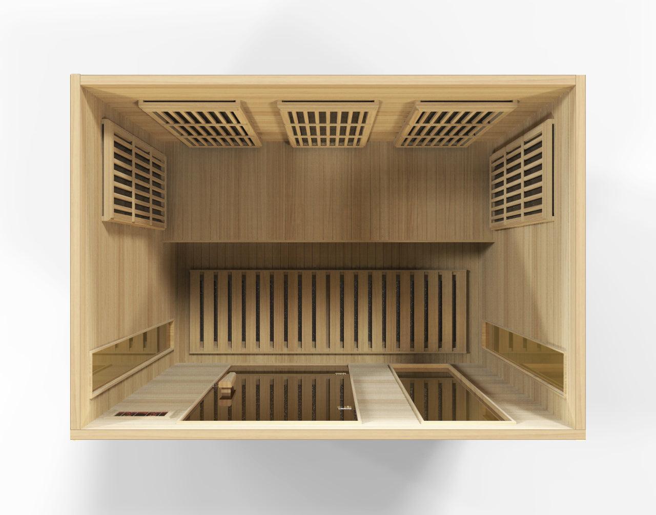 Maxxus Low EMF FAR Infrared Sauna – 3-Person Capacity, Canadian Hemlock Wood