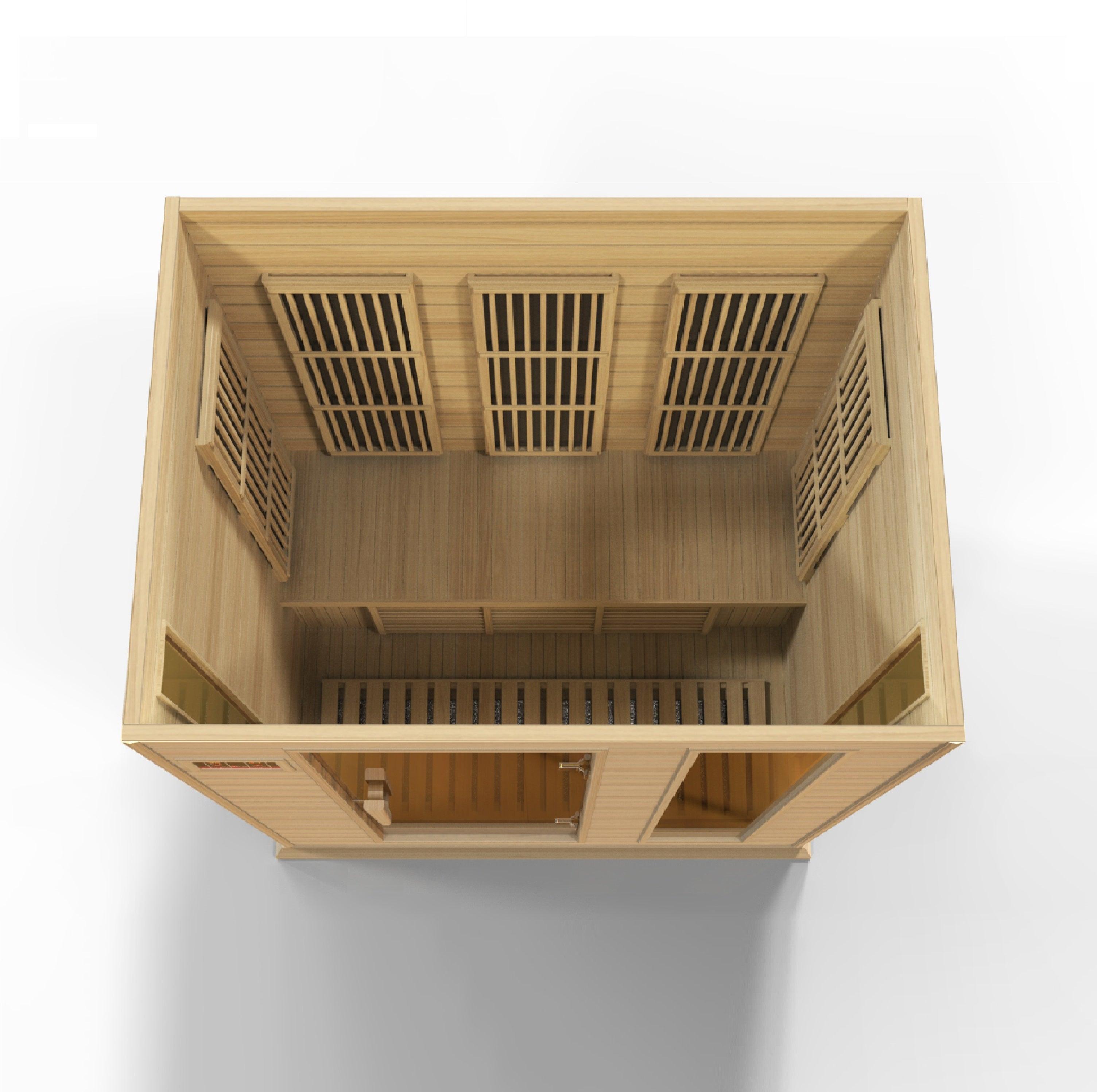 Maxxus Low EMF FAR Infrared Sauna – 3-Person Capacity, Canadian Hemlock Wood