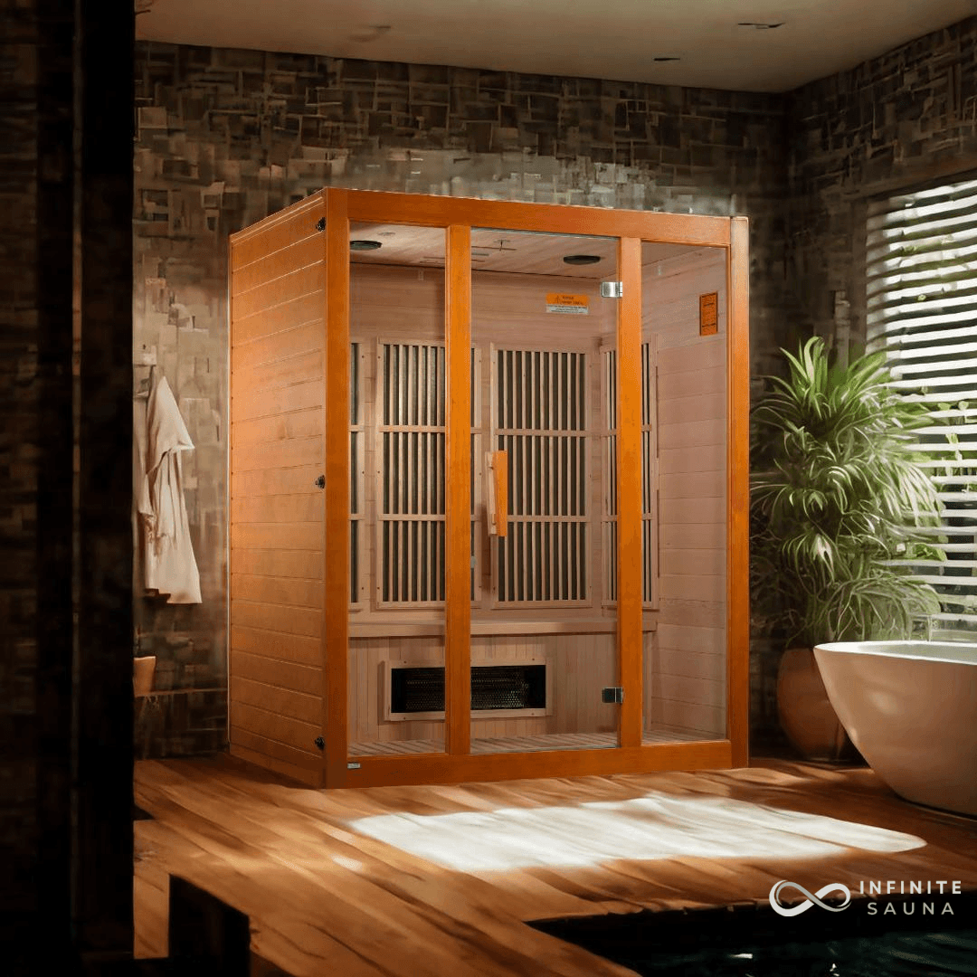 Maxxus "Alpine" Dual Technology 3-Person Low EMF FAR Infrared Sauna - Canadian Hemlock