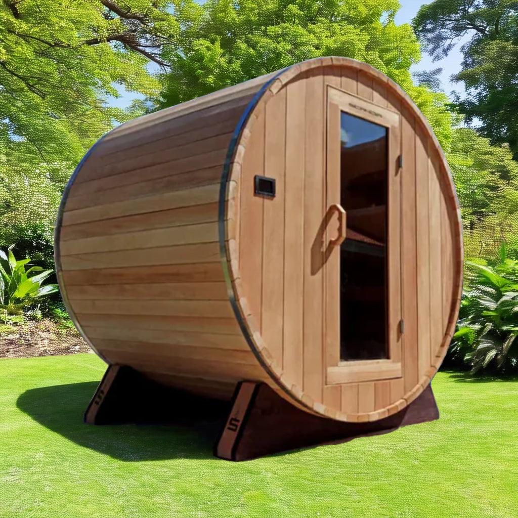Scandia Electric Barrel Sauna Kit – 6'W x 8'D x 6'H, Accommodates 4 People