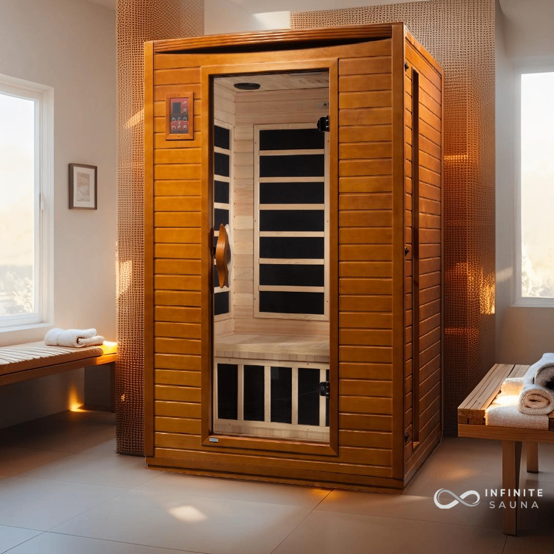 Dynamic Saunas Versailles Elite Edition – 2 Person Indoor Far Infrared Sauna – Natural Hemlock, Bluetooth, Chromotherapy