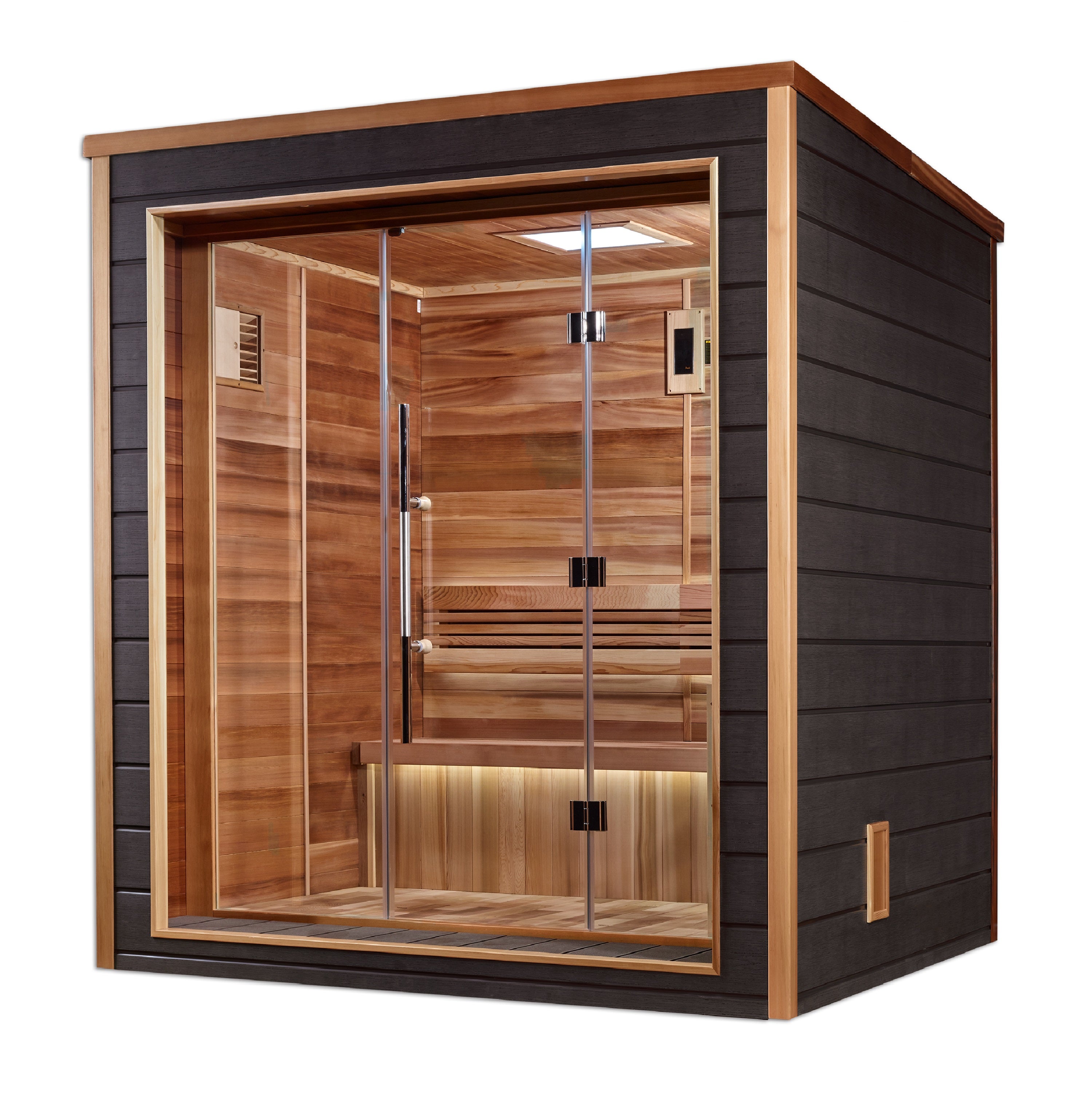 Golden Designs Drammen 3 Person Outdoor Traditional Sauna with Chromotherapy Lighting