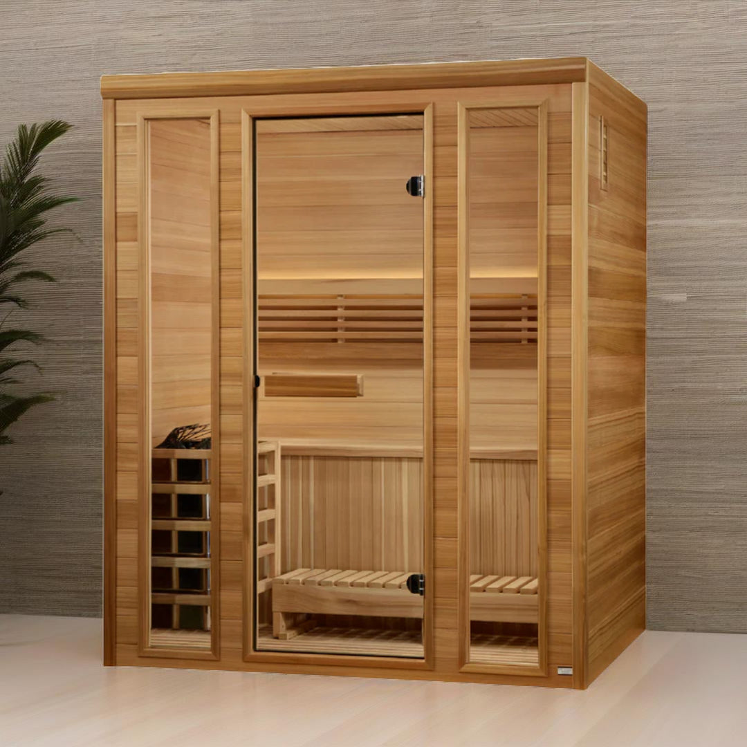 Golden Designs Andermatt 3 Person Traditional Steam Sauna with Chromotherapy Lighting