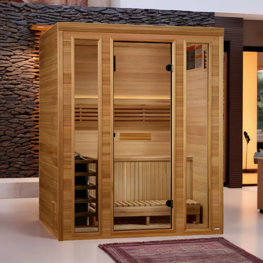 Golden Designs Andermatt 3 Person Traditional Steam Sauna with Chromotherapy Lighting