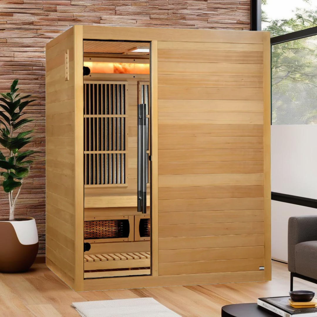 Golden Designs Soria 3 Person Hybrid Sauna Full Spectrum Infrared & Harvia Traditional Stove