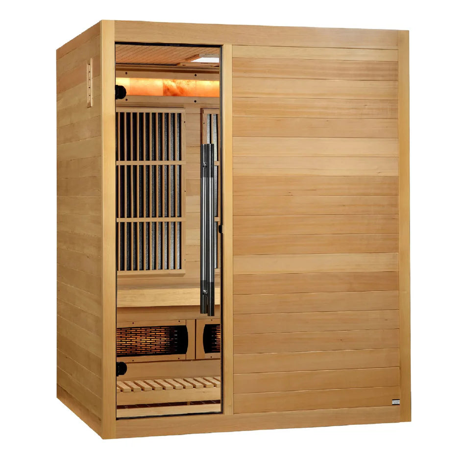 Golden Designs Soria 3 Person Hybrid Sauna Full Spectrum Infrared & Harvia Traditional Stove