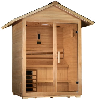 Golden Designs Arlberg 3 Person Traditional Outdoor Sauna with Chromotherapy Lighting