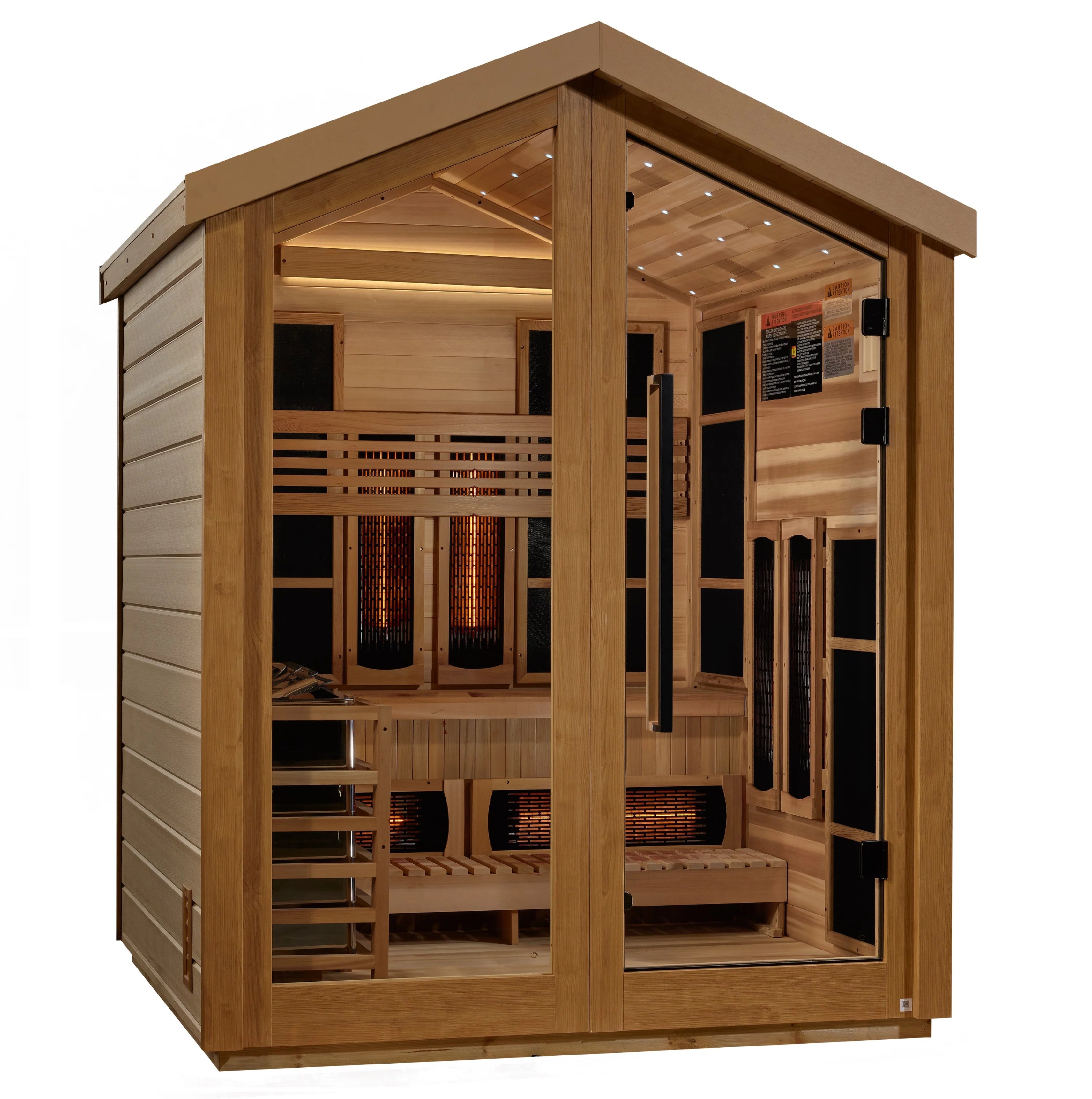 Golden Designs Loviisa 3 Person Hybrid Outdoor Sauna with Full Spectrum Infrared and Traditional Stove