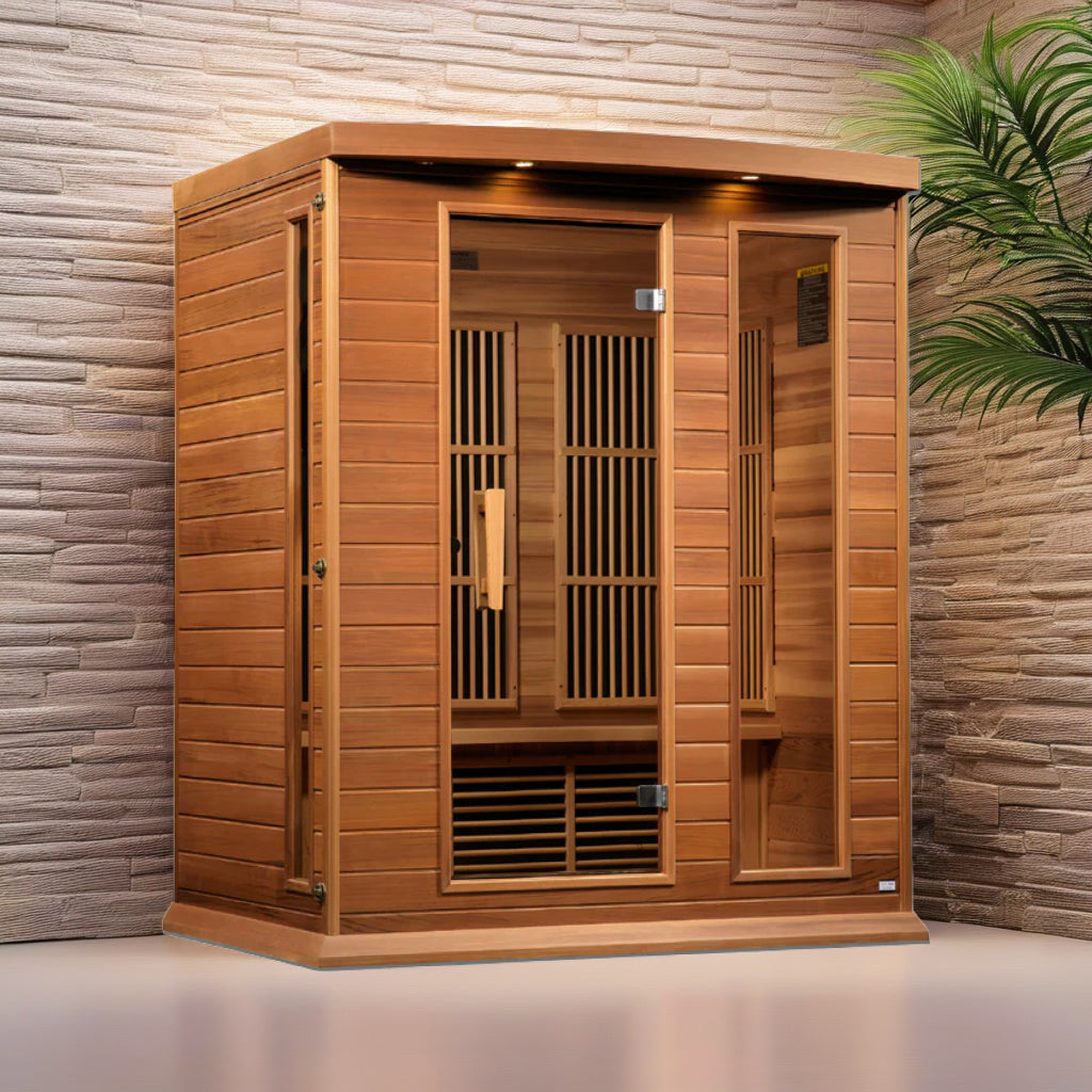 Maxxus Low EMF FAR Infrared Sauna – 3-Person Capacity, Canadian Hemlock Wood